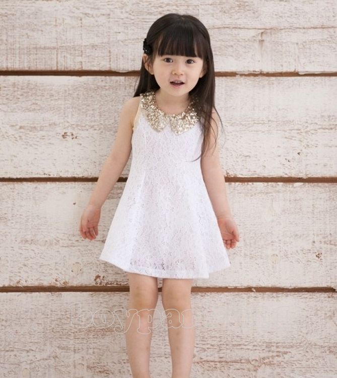 Lovely Kids Toddlers Girls White/Black Party Sleeveless Lace Dress