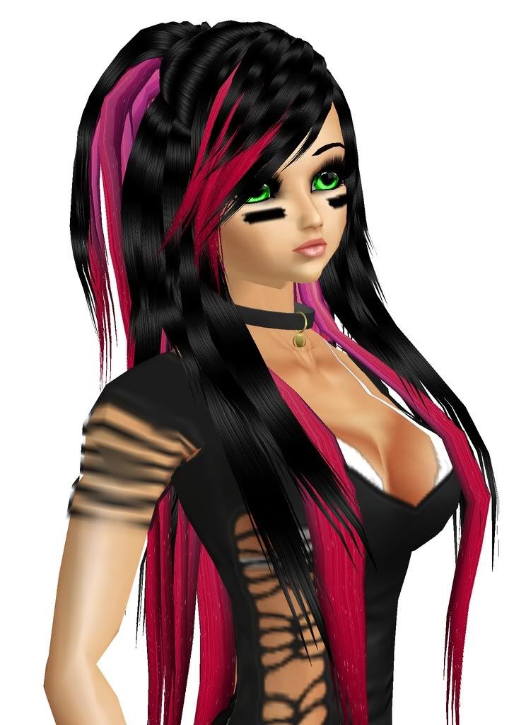 long pink/black hair, imvu hair