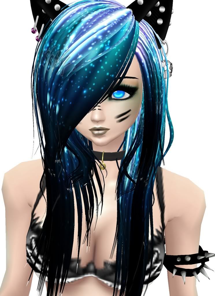 blue and black hair, imvu hair