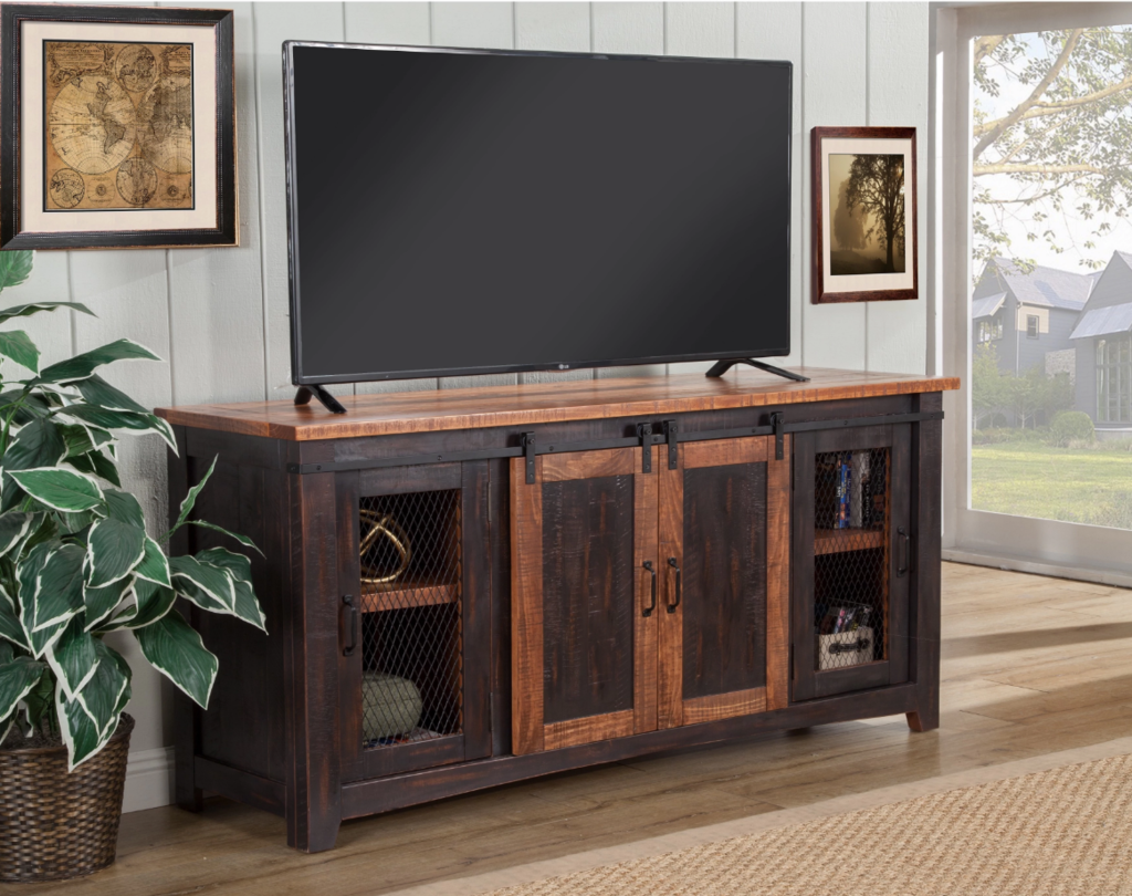Rustic TV Stand 65 Inch Entertainment Center with Doors Vintage Credenza Barn 70