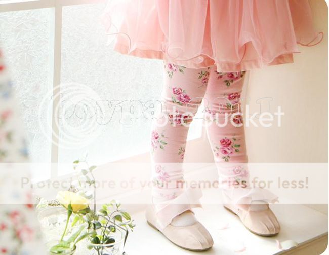 New Kids Toddlers Girls Lovely White Pink Flower Leggings Pants AGE2 7Y