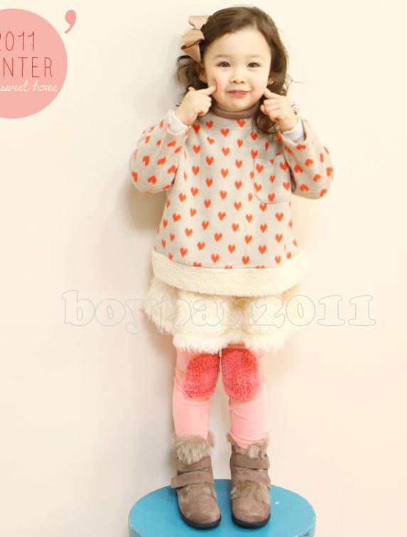 New Kids Toddlers Girls Lovely Winter Leggings Pants Trousers sz2 7Y
