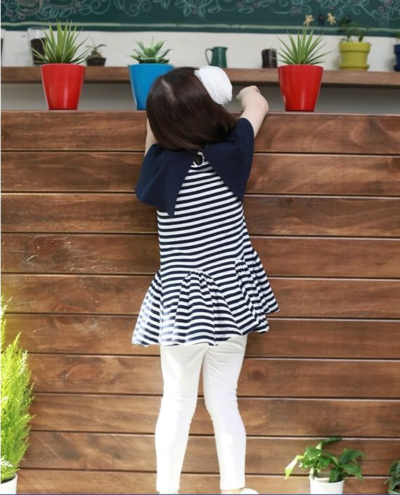 Kids Toddlers Girls Stripe Flower Navy Color Sleeveless Tutu Dress AGES5 6Y