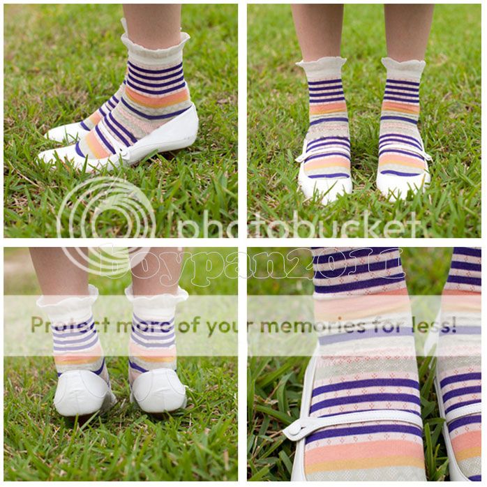 New Fashion Women Ladies Rainbow Blue Stripes Cotton Soft Ankle Socks