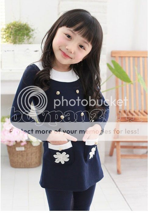 New Kids Toddlers Girls Princess Pink Navy Long Sleeve Dress Top AGE2 7Y