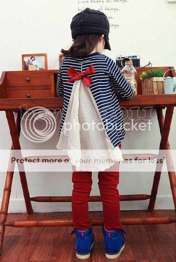 New Kids Toddlers Girls Stripe Princess Long Sleeve Lace Top Shirts sz2 7Y