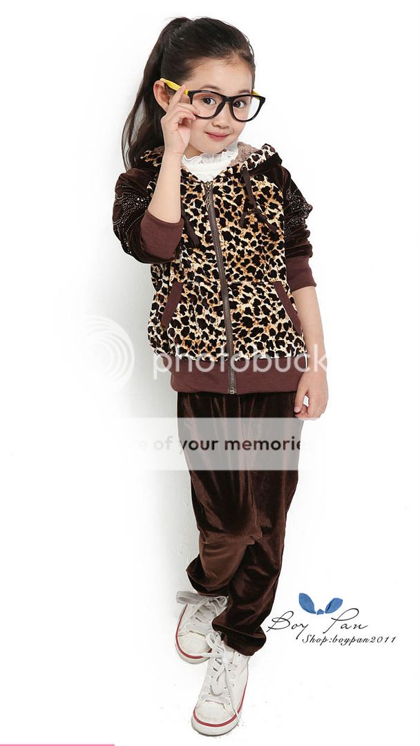 New Kids Lovely Girls Leopard Print Coats and Trouser Outfits Sets Sz3 8years