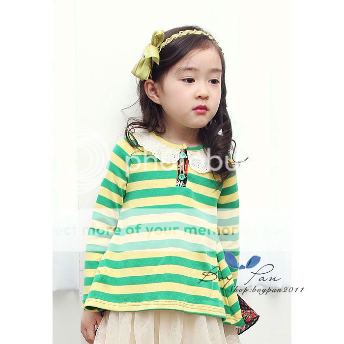 New Kids Clothing Toddlers Girls Cute Nice Colorful Stripes T Shirts Tops sz2 7Y