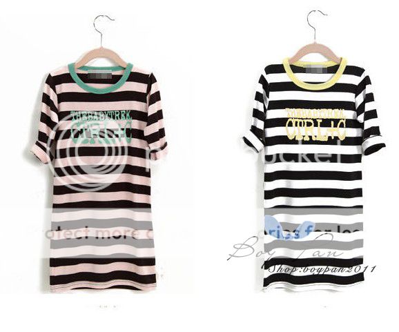New Kids Clothes Cute Girls Short Sleeves Stripe Cotton One Piece Dresses sz2 7Y