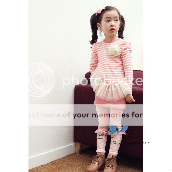Details about Kids Clothes Cute Girls Stripe Long Sleeve Oblique Yarn