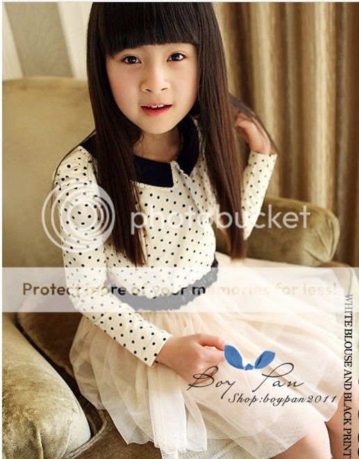 New Kids Clothing Cute Girls Princess Polka Dot One Piece Dress Tutu sz2 7Y