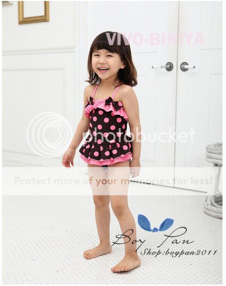 New Kids Clothing Sweet Girls Princess Bowknot Swimwear Swimsuit sz2 7Years