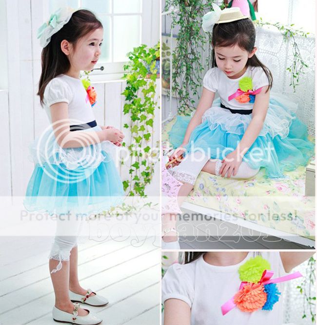 Princess Kids Toddlers Girls Yellow White Short Sleeve Tutu Dress sz2 7Y