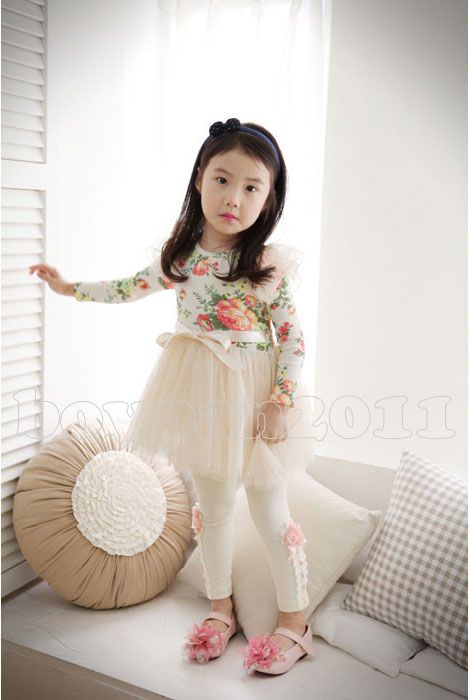 New Kids Toddlers Girls Lovely Flower Long Sleeves Tulle Tutu Dress Sz 2 7Year