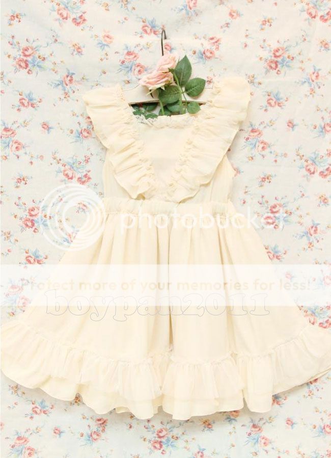 Kids Clothes Sweet Girls Princess Pure Color Chiffon Sleeveless Dress AGES2 7Y